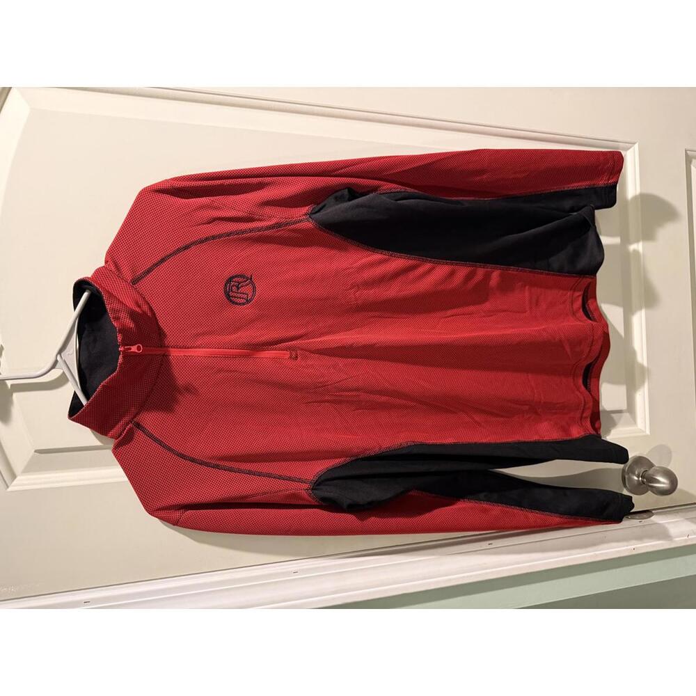 Russell Athletic Men’s Red Black 1/4 Zip Long Sleeve Performance Pullover Large